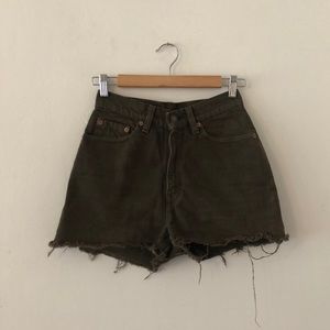 Levi’s vintage army green shorts, 26”